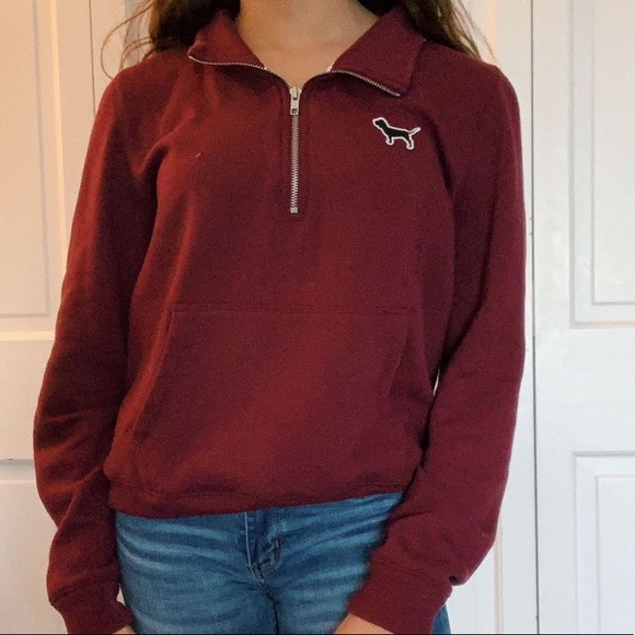 Maroon PINK Quarter Zip - Picture 2 of 5